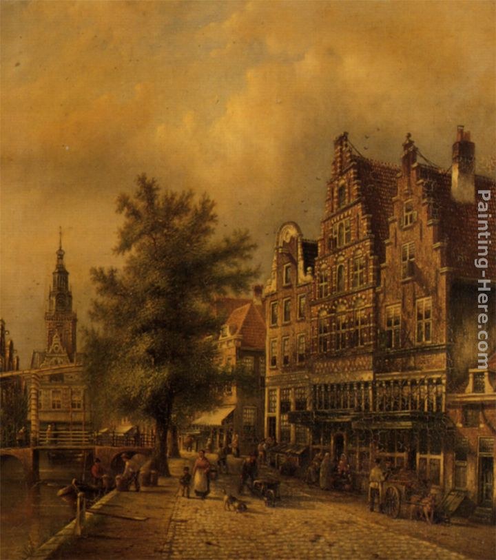 Johannes Franciscus Spohler A Busy Dutch Street